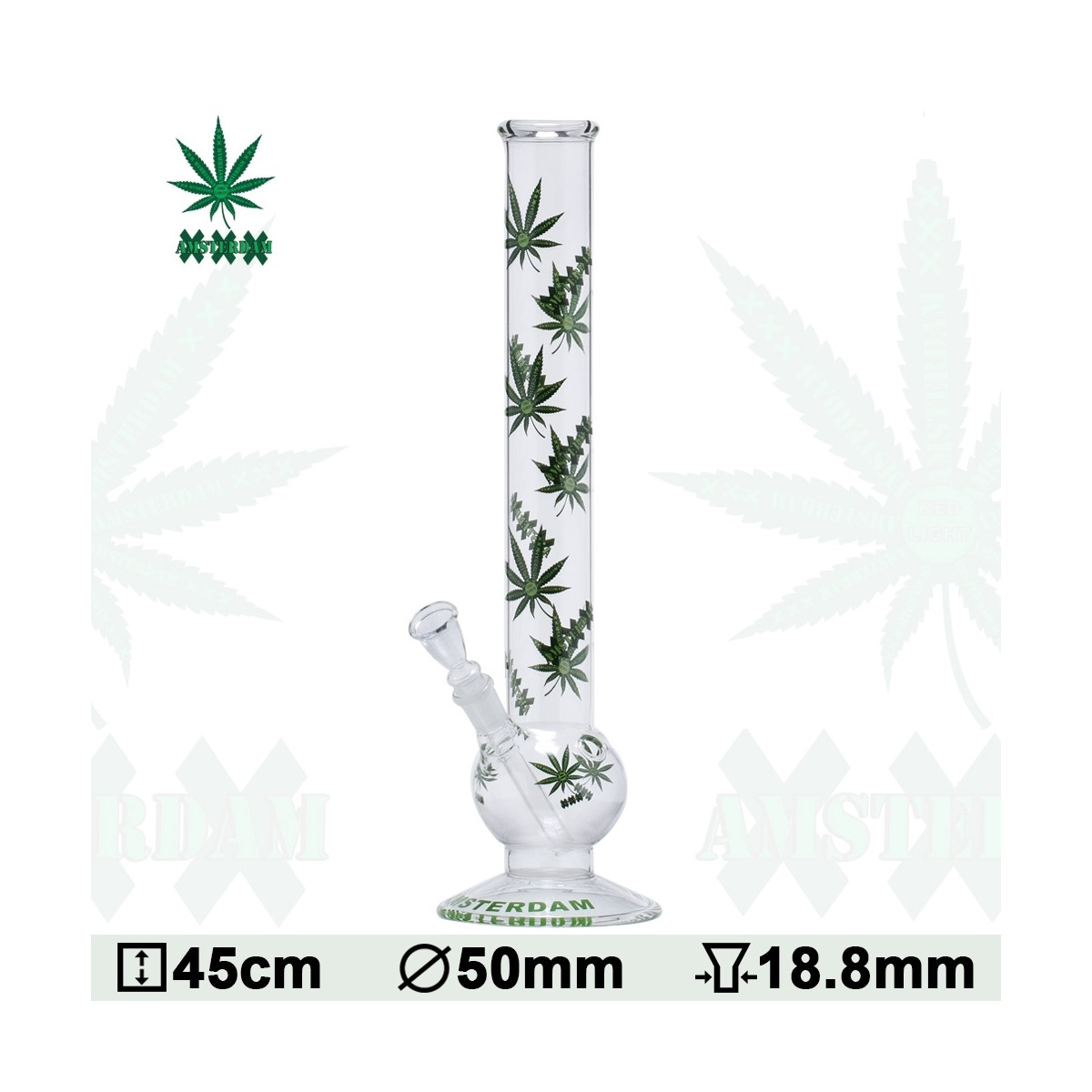 Glas Bong Cannabis Amsterdam 45cm Kugle