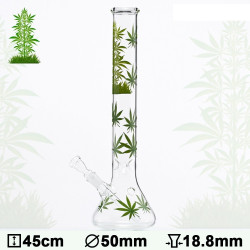 Glas Bong Cannabis 45cm Grøn Beaker