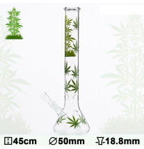 Glas Bong Cannabis 45cm  Grøn Beaker