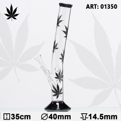 Glas Bong Cannabis 35cm Sort/Grøn