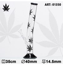 Glas Bong Cannabis 35cm Sort/Grøn