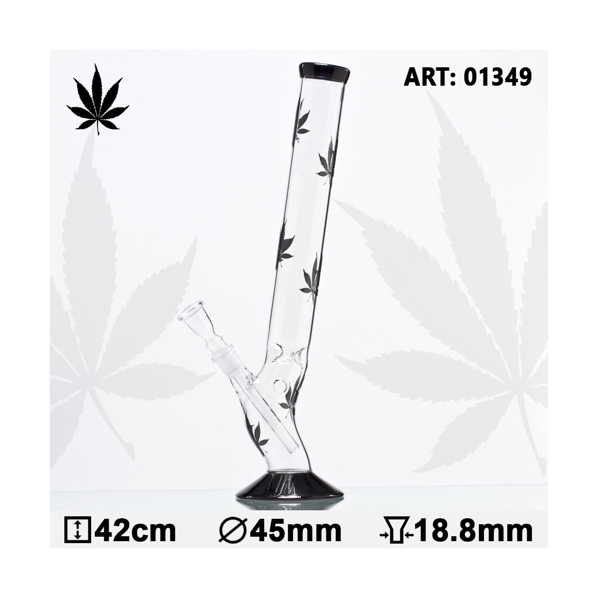 Glas Bong Cannabis 42cm Bolt