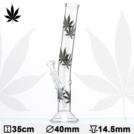 Glas Bong Cannabis 35cm Knæk