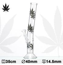 Glas Bong Cannabis 35cm Knæk