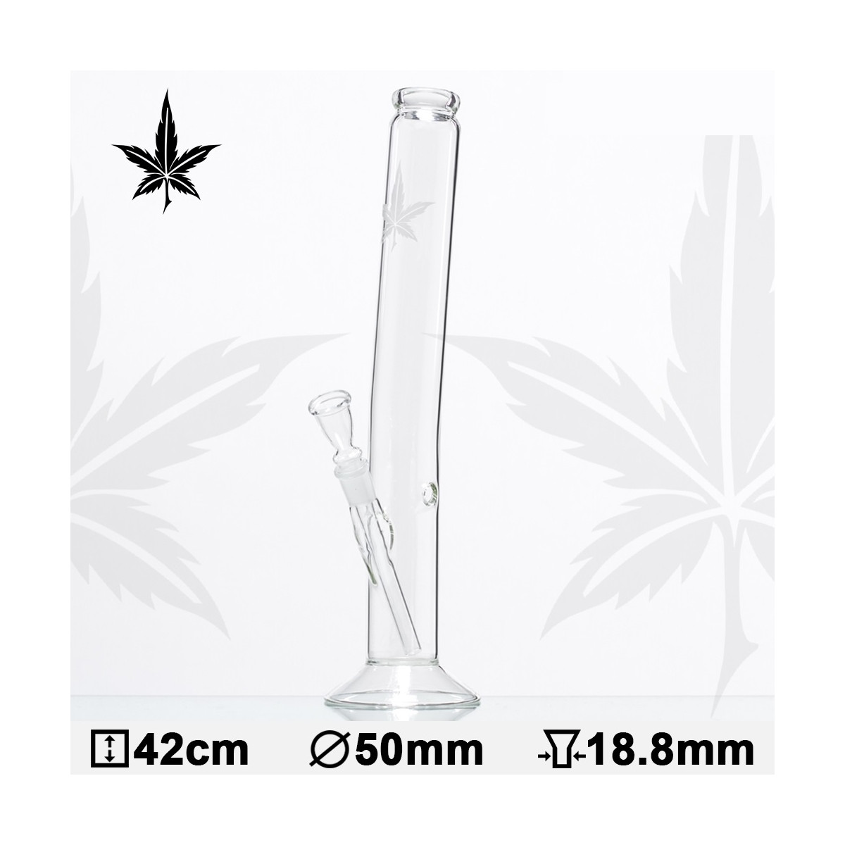 Glas Bong Cannabis 42cm Leaf