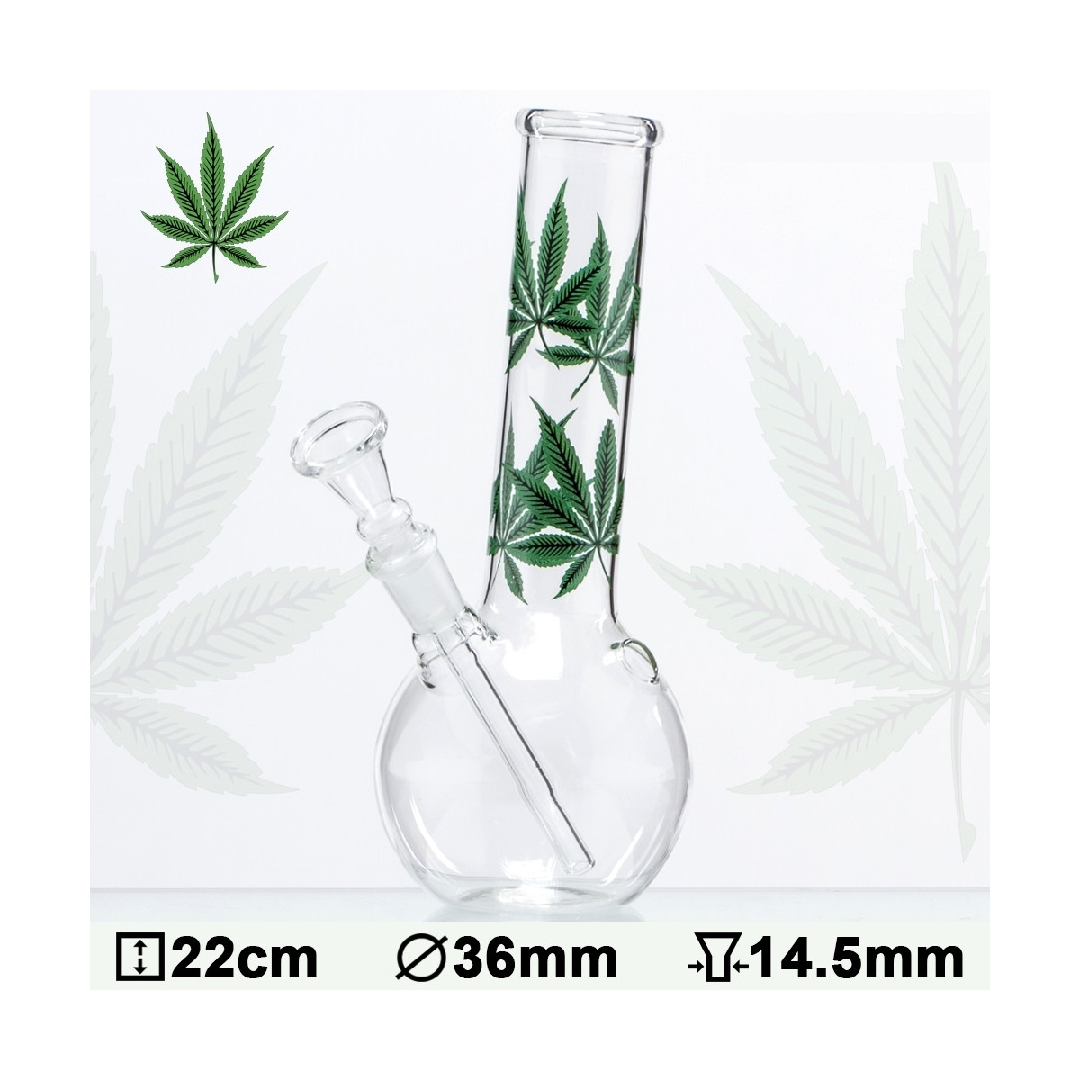 Glas Bong Cannabis 22cm