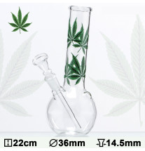 Glas Bong Cannabis 22cm