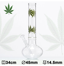 Glas Bong Cannabis 34cm