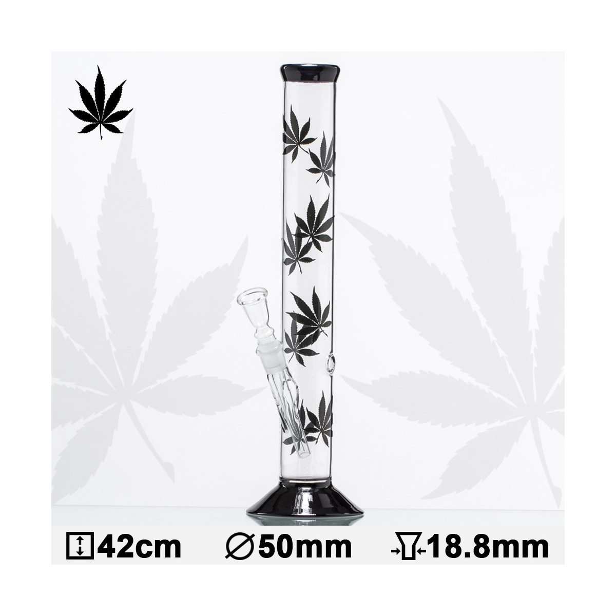 Glas Bong Cannabis Leaf 42cm