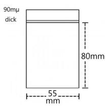 Lynlåspose 55x80x0.09 mm Kraftig 100 Stk