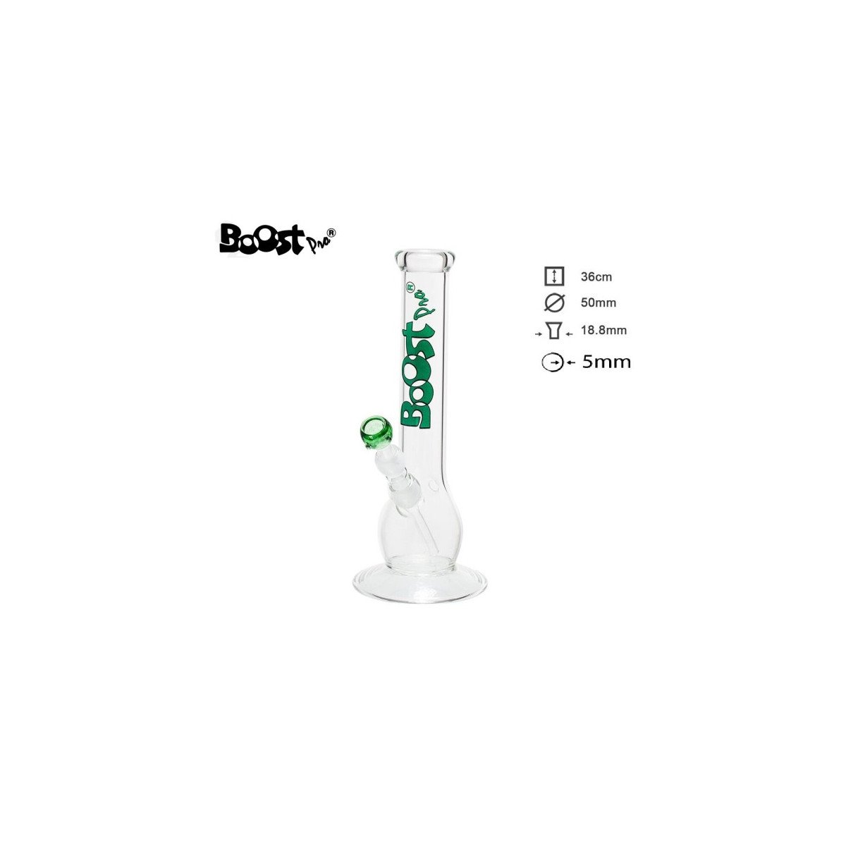 Glas Bong Boost 36cm Grøn