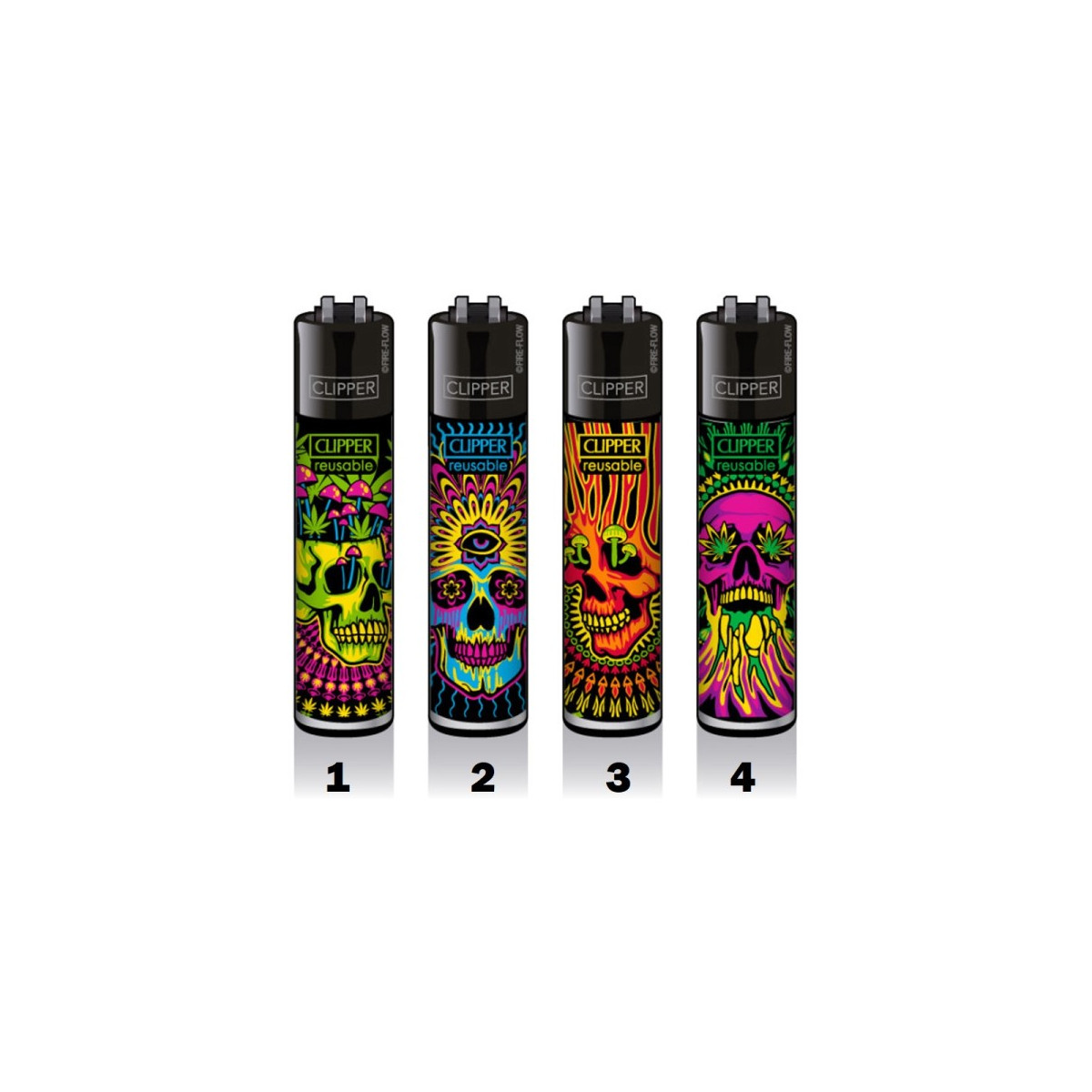 Clipper Classic Lighter Trippy Skulls