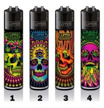 Clipper Classic Lighter Trippy Skulls