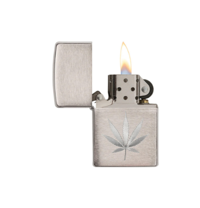 Zippo Lighter Cannabis Blad Chrom