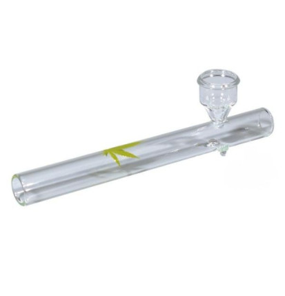 Tjubang i Klart Glas m. Cannabis Blad 15cm