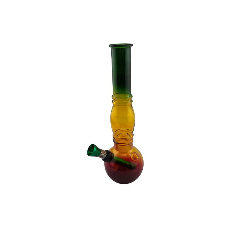 Rasta Glasbong 18cm Med Metalrør og Hoved