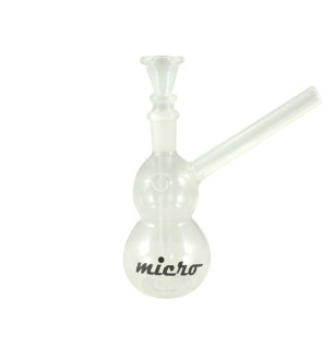 Micro Glasbong 12cm (Klar Glas med Logo)