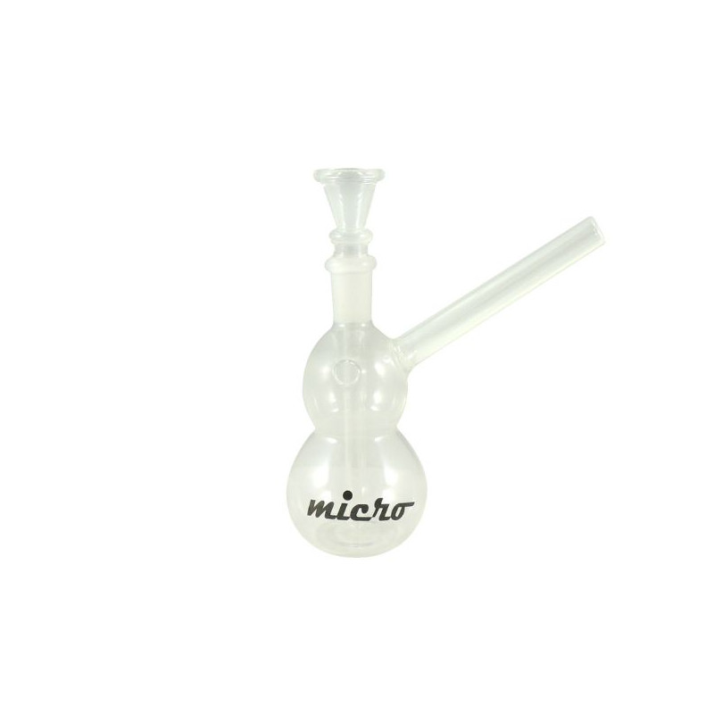 Micro Glasbong 12cm (Klar Glas med Logo)