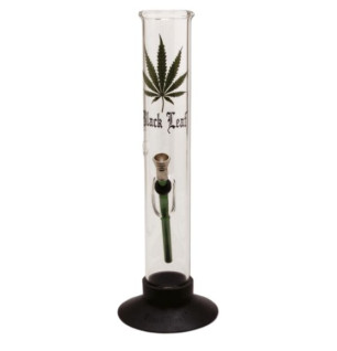 Black Leaf Bong 32cm Glas med Gummifod & Metal Slamrør