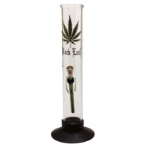 Black Leaf Bong 32cm Glas med Gummifod & Metal Slamrør
