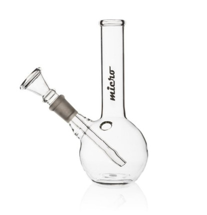 Micro Glasbong 16cm 14.5mm Kobling & Chillum Slamrør (Klar Glas)