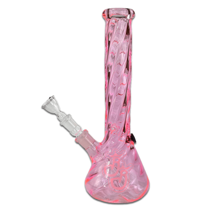 Glas Bong Twistet Pink 35cm