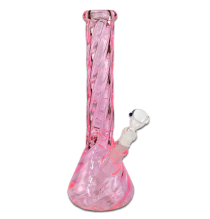 Glas Bong Twistet Pink 35cm