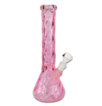 Glas Bong Twistet Pink 35cm