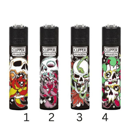 Clipper Classic Lighter Skulls N Roses