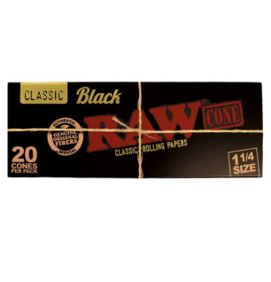RAW Black Classic 1¼ Cones – 20 stk.