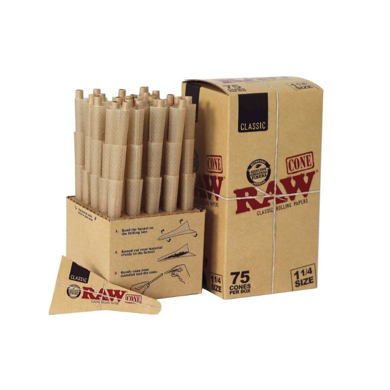 RAW Classic Cones 1¼ – 75 stk. i Boks RAW Classic Cones 1¼ – 75 stk. i Boks
