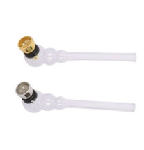Dobbelt Kugle Glaspibe med Metalhoved – 12 cm