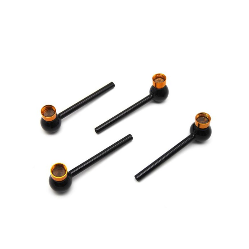 Black Kugle Glaspibe med Metalhoved – 12 cm Black Kugle Glaspibe med Metalhoved – 12 cm