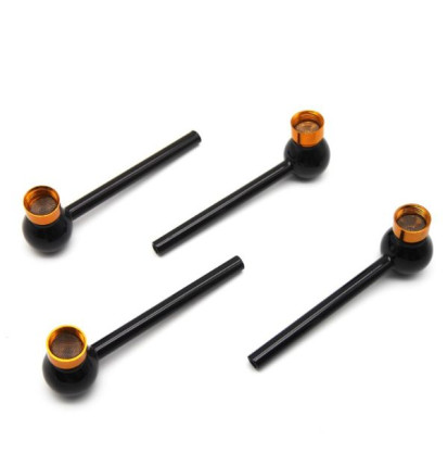 Black Kugle Glaspibe med Metalhoved – 12 cm