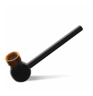 Black Kugle Glaspibe med Metalhoved – 12 cm