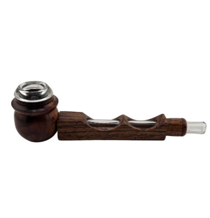 Kombineret Glas- og Træpibe – 14 cm