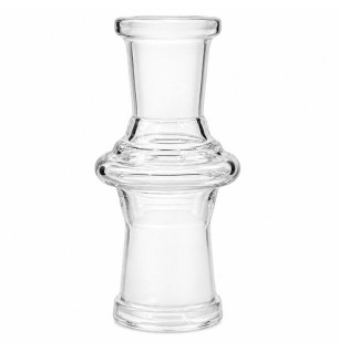 Glas adapter til bong der kobler 14,5 mm til 18,8 mm, med hunsamlinger i begge ender